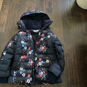 NEW women’s Tory Burch sporty tech puffer floral jacket with hood small
